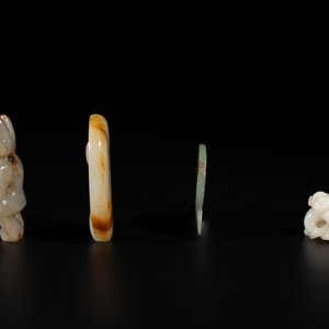 Three Chinese jades and an agate belt hook, Shang and later — photo 2