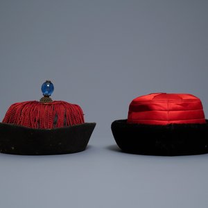 Three Chinese Mandarin officials' court hats, Qing — photo 9