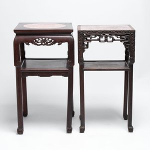 Three Chinese marble-topped hongmu stands, 19/20th C. — photo 2