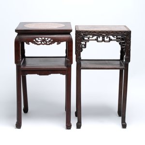 Three Chinese marble-topped hongmu stands, 19/20th C. — photo 4