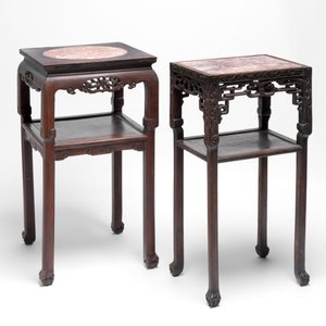 Three Chinese marble-topped hongmu stands, 19/20th C. — photo 6