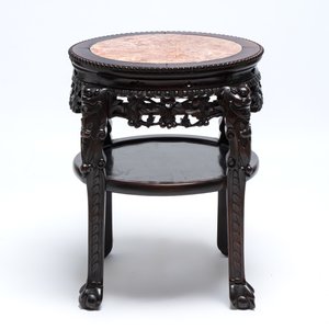 Three Chinese marble-topped hongmu stands, 19/20th C. — photo 11