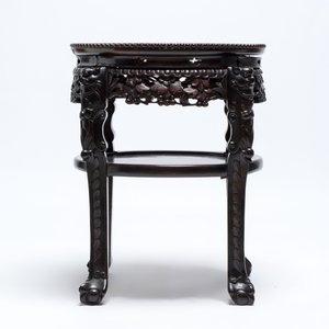 Three Chinese marble-topped hongmu stands, 19/20th C. — photo 14