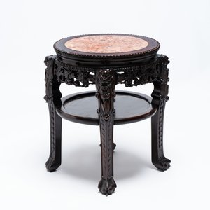 Three Chinese marble-topped hongmu stands, 19/20th C. — photo 18