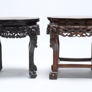 Three Chinese marble-topped hongmu stands, 19/20th C. — photo 2