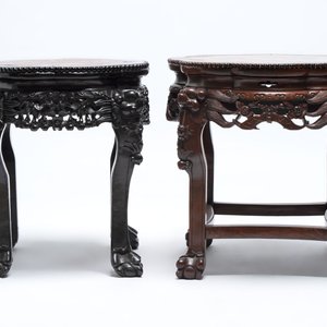Three Chinese marble-topped hongmu stands, 19/20th C. — photo 3