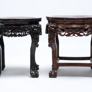 Three Chinese marble-topped hongmu stands, 19/20th C. — photo 4