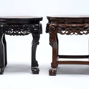 Three Chinese marble-topped hongmu stands, 19/20th C. — photo 5