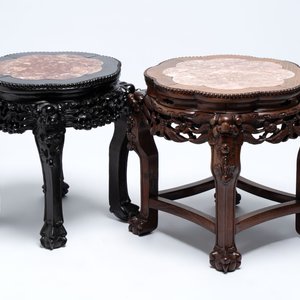 Three Chinese marble-topped hongmu stands, 19/20th C. — photo 8