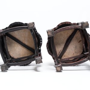 Three Chinese marble-topped hongmu stands, 20th C. — photo 11
