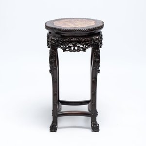 Three Chinese marble-topped hongmu stands, 20th C. — photo 13