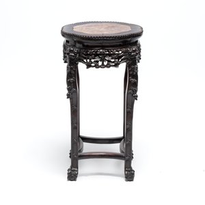 Three Chinese marble-topped hongmu stands, 20th C. — photo 15