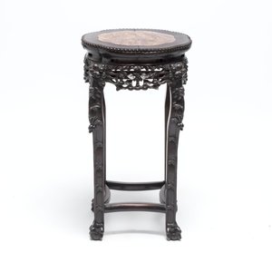 Three Chinese marble-topped hongmu stands, 20th C. — photo 16