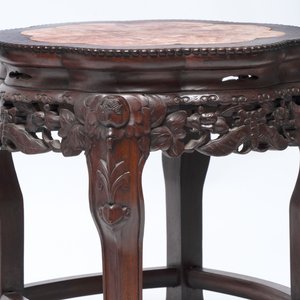 Three Chinese marble-topped hongmu stands, 20th C. — photo 9