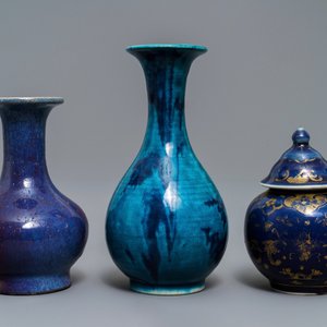 Three Chinese monochrome and flambé-glazed vases, Kangxi and 19th C. — 照片 2