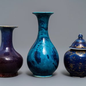 Three Chinese monochrome and flambé-glazed vases, Kangxi and 19th C. — 照片 4