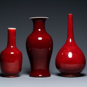 Three Chinese monochrome sang de boeuf vases, 19/20th C. — 照片 3