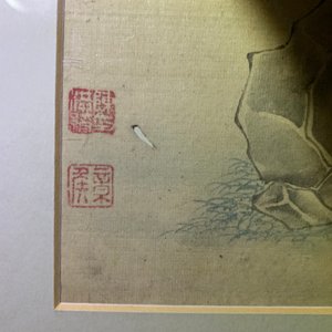 Three Chinese paintings on textile and a pair of rank badges with cranes, 19th C. — 照片 9
