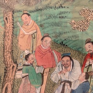Three Chinese paintings on textile: 'River scenes', 18/19th C. — photo 14