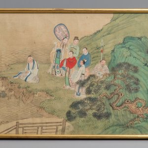 Three Chinese paintings on textile: 'River scenes', 18/19th C. — photo 2