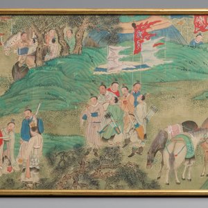 Three Chinese paintings on textile: 'River scenes', 18/19th C. — photo 3