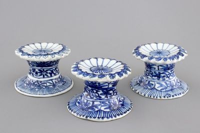 Three Chinese porcelain blue and white salts, Kangxi, ca. 1700