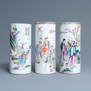 Three Chinese qianjiang cai hat stands, 19/20th C. — photo 1