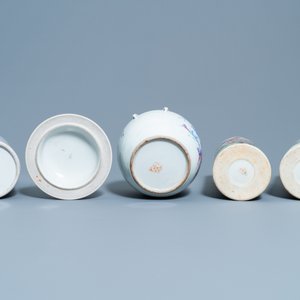 Three Chinese qianjiang cai hat stands and a covered bowl, 19/20th C. — photo 6