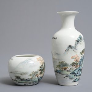 Three Chinese qianjiang cai wares inscribed Wang Ye Ting, 20th C. — 照片 5