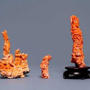 Three Chinese red coral carvings, 19/20th C. — 照片 6