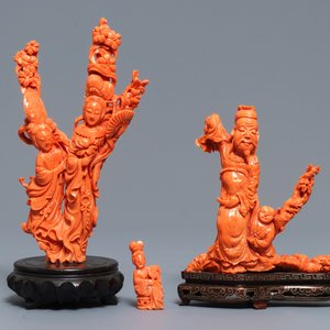 Three Chinese red coral carvings, 19/20th C. — 照片 2