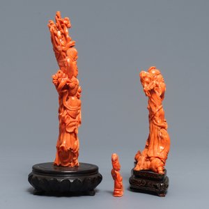 Three Chinese red coral carvings, 19/20th C. — 照片 3