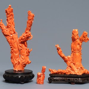 Three Chinese red coral carvings, 19/20th C. — 照片 4