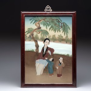 Three Chinese reverse glass paintings, 19/20th C. — photo 4