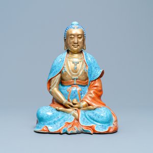 Three Chinese robin's egg and gilt figures of Bodhisattva, Qianlong/Jiaqing — 照片 8