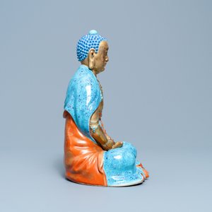 Three Chinese robin's egg and gilt figures of Bodhisattva, Qianlong/Jiaqing — 照片 9