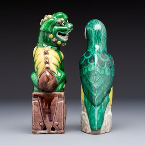 Three Chinese sancai-glazed Buddhist lions and a parrot, 19th C. — photo 9