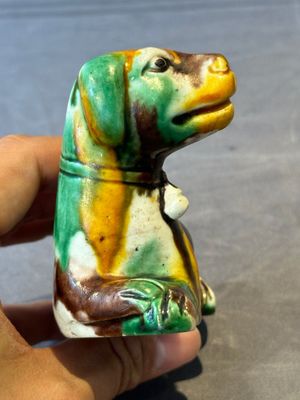 Three Chinese sancai-glazed dogs, Qianlong and later — photo 12