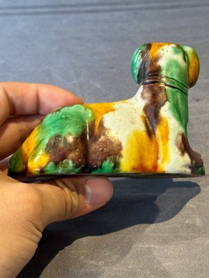 Three Chinese sancai-glazed dogs, Qianlong and later — photo 13