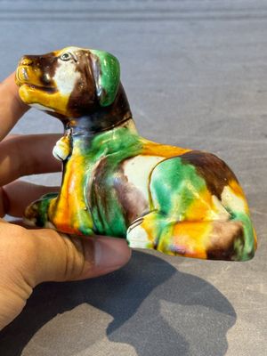 Three Chinese sancai-glazed dogs, Qianlong and later — photo 14