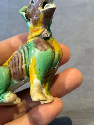 Three Chinese sancai-glazed dogs, Qianlong and later — photo 7