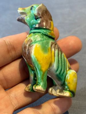 Three Chinese sancai-glazed dogs, Qianlong and later — photo 10