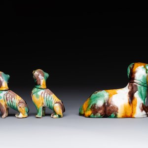 Three Chinese sancai-glazed dogs, Qianlong and later — photo 3
