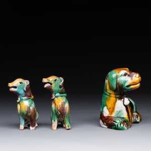 Three Chinese sancai-glazed dogs, Qianlong and later — photo 4