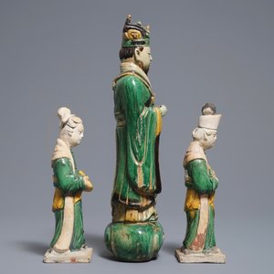 Three Chinese sancai-glazed figures, Ming — photo 3