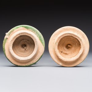 Three Chinese sancai-glazed pottery jars, two with cover, Ming or earlier — photo 9