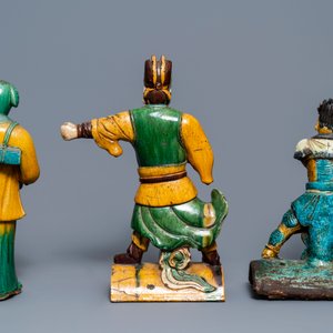 Three Chinese sancai-glazed roof tiles, Ming — 照片 4