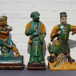 Three Chinese sancai-glazed roof tiles, Ming — 照片 8