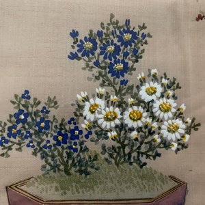 Three Chinese silk paintings: ‘Antiquities with flowers’, 19th C. — photo 7