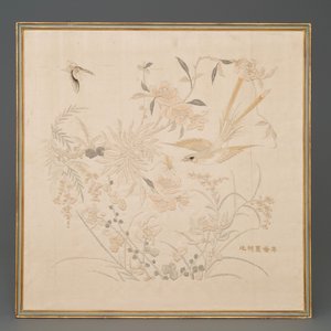 Three Chinese square embroidered silk panels, 19th C. — photo 5